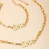 Word Love Alloy Pendant Necklaces & Link Bracelets Sets for Women FS-WG51D27-01-1