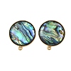 304 Stainless Steel Pave Natural Paua Shell Stud Earring Findings STAS-Z125-09G-1