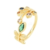 Brass Pave Cubic Zirconia Cuff Open Rings CU-CBACDF6-09G-01-4
