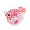 Glass Seed Beaded Fish Pendants PALLOY-MZ01234-4