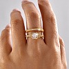 Brass Micro Pave Cubic Zirconia Finger Rings CU-Z001-02G-01-1