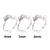 Flower Brass Micro Pave Clear Cubic Zirconia Cuff Ring Settings KK-T076-79P-4