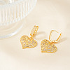 French Style Heart Brass Clear Cubic Zirconia Hoop Earrings OS1413-2-2