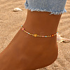 Flower Brass Enamel Link Anklets WG09DCF-01-1