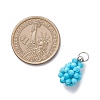 Dyed Natural Magnesite Faceted Round Beaded Pendants PALLOY-MZ00986-2