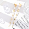 Brass ABS Plastic Pearl Tassel Stud Earrings EJEW-U040-17G-2