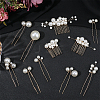 Copper Wire and ABS Imitation Pearl Hair Combs Sets for Women Girls OHAR-CY0001-20-3