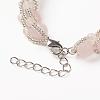 Natural Rose Quartz Braided Beaded Bracelets BJEW-JB03258-02-3