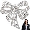1Pc Bowknot Alloy Rhinestone Lapel Pins for Clothes JEWB-CP0001-43-1