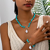 Alloy & Synthetic Turquoise Chips Beaded Necklaces & Beaded Bracelets Sets FS-WG6FE76-01-2