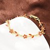 Brass Pave Cubic Zirconia Flower Link Chain Bracelets for Women KK-CBA68DA-14G-01-3