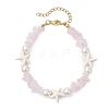 Starfish Synthetic Turquoise & Natural Rose Quartz Chip Beaded Bracelets for Women BJEW-JB11264-03-2