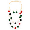 Christmas Polyester Pompom Ball Necklaces & Dangle Earring Sets FS-WG24699-07-1