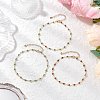 3Pcs 3 Styles Handmade Evil Eye Lampwork Brass Link Chain Anklets for Women AJEW-AN00715-1