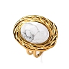 Oval Natural Howlite Finger Rings RJEW-M063-01G-10-2