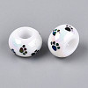 UV Plating Printed Opaque Acrylic European Beads MACR-N018-05A-3
