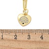 Brass Micro Pave Clear Cubic Zirconia Heart Pendant Necklaces for Women NJEW-M088-02G-02-3