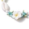 Starfish & Plumeria Synthetic Turquoise & Natural Cowrie Shell & Polymer Clay Beads Braided Bead Bracelets for Women BJEW-JB11847-4