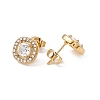 Cubic Zirconia & Rhinestone Square Stud Earrings EJEW-A080-06G-2