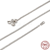 Anti-Tarnish Rhodium Plated 925 Sterling Silver Wheat Chains Necklace for Women STER-I021-02B-P-5