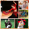16Pcs 4 Colors Polyester Fan Display Decorations DIY-GA0010-05-4