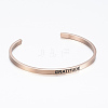304 Stainless Steel Inspirational Cuff Bangles BJEW-K173-15RG-2