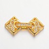 Rhombus Brass Micro Pave Cubic Zirconia Fold Over Clasps ZIRC-F013-02G-FF-1