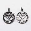 Flat Round Brass Micro Pave Grade AAA Cubic Zirconia Pendants ZIRC-O022-40B-NR-1