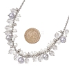 Round Glass Beaded Bib 304 Stainless Steel Rolo Chain Necklaces NJEW-JN05359-02-4