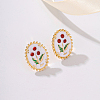 Elegant Alloy Enamel Flower Stud Earrings VA1196-2