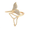 Leaf Rack Plating Brass Micro Pave Cubic Zirconia Open Cuff Rings for Women RJEW-Z059-06G-2