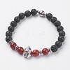 Natural Lava Rock Beads Stretch Bracelets BJEW-I241-16E-1