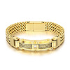 304 Stainless Steel Pave Cubic Zirconia Wheat Chain Bracelets for Men's FS-WGC4B47-15-1