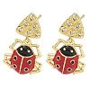Ladybug Brass Micro Pave Cubic Zirconia Dangle Stud Earrings for Women EJEW-A167-17G-4