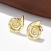 Brass Micro Pave Clear Cubic Zirconia Stud Earrings EJEW-P303-03G-1
