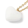 Ion Plating(IP) 304 Stainless Steel Cable Chain White Heart Glass Pendant Necklaces NJEW-Z041-01G-1