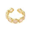 Square Natural Rose Quartz Open Cuff Rings RJEW-K272-02G-01-2