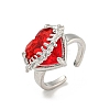 Zinc Alloy Rhinestone Open Cuff Ring RJEW-Z048-03P-03-1