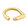 Rack Plating Brass with Clear Cubic Zirconia Half Round Open Cuff Rings RJEW-Q784-22G-2