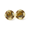 Flat Round Brass Tiger Eye Stud Earrings EJEW-B120-05G-01-2