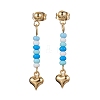 5 Pairs 5 Colors Golden 304 Stainless Steel Heart Dangle Stud Earrings EJEW-JE05538-S-2