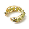 Faceted Cubic Zirconia Beads Open Cuff Ring for Girl Women RJEW-JR00395-6