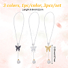 Brass Micro Pave Cubic Zirconia Butterfly Pendant Decorations HJEW-DR00024-2