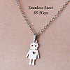 201 Stainless Steel Robot with Heart Pendant Necklace NJEW-OY001-04-3