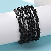 Natural Black Tourmaline Bead Stretch Bracelets X-BJEW-K213-36-2