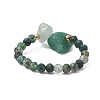 Natural Moss Agate Beaded Rings RJEW-TA00191-02-4