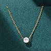 304 Stainless Steel Crystal Rhinestone Flat Round Pendant Necklaces for Women NJEW-K255-48G-1
