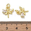 Brass Micro Pave Clear Cubic Zirconia with Glass Charms CU-CBA6E4E-16G-3