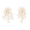 Flower Brass Plastic Pearl Tassel Clip-on Earrings FS-WG7092D-01-1