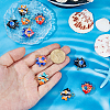 10Pcs 5 Colors Hand Painted Fish Porcelain Pendants. with Iron Loops PALLOY-HS00025-3